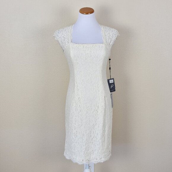 Adrianna Papell Dresses & Skirts - Adrianna Papell Cap Sleeve Lace Sheath Dress NEW 4